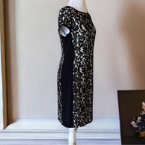 NWT Lauren Ralph Lauren dress black lace overlay cream Sz 10 | LISTED @ 65% OFF - Picture 12 of 16